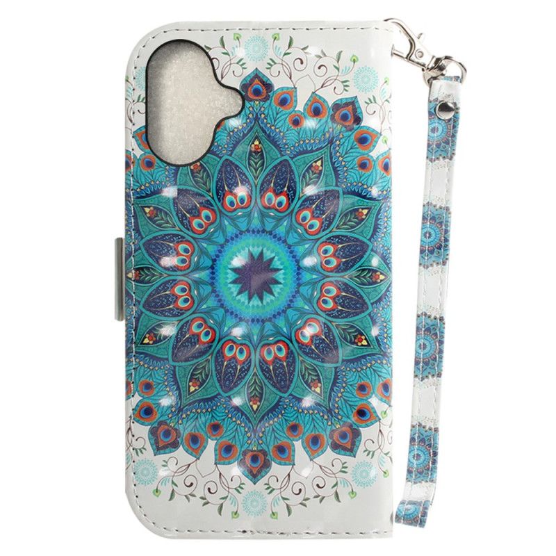 Etui Folio Do iPhone 16 Zielona Mandala Z Paskiem