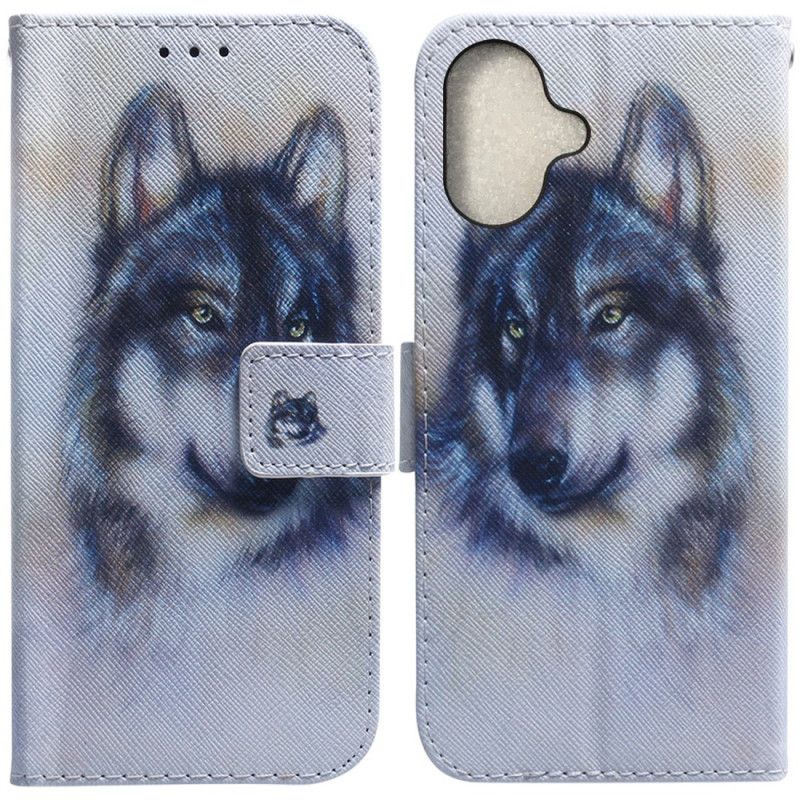 Etui Folio iPhone 16 Akwarela Wilk Etui Ochronne