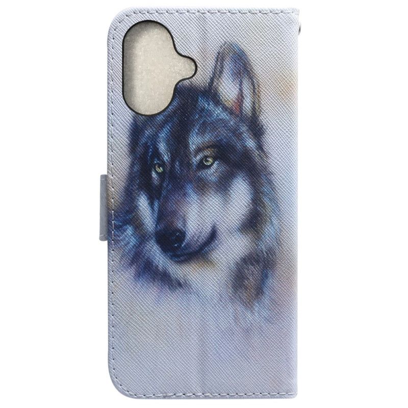 Etui Folio iPhone 16 Akwarela Wilk Etui Ochronne