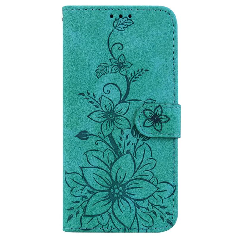 Etui Folio iPhone 16 Kwiatowy Wzór Z Paskiem Etui Ochronne