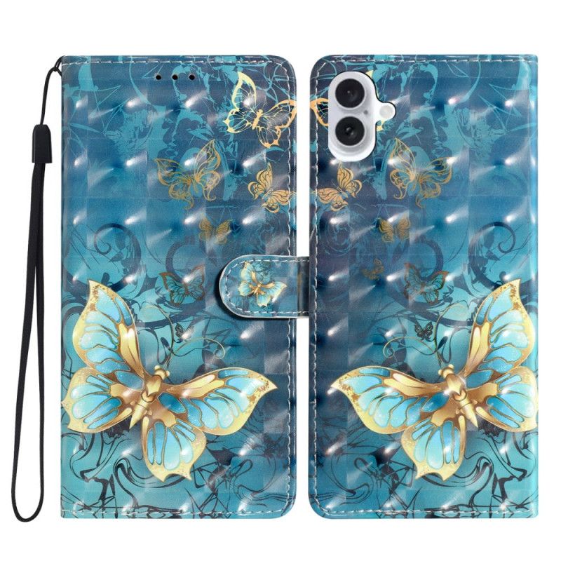 Etui Folio iPhone 16 Motyle 3d Ze Smyczą Etui Ochronne