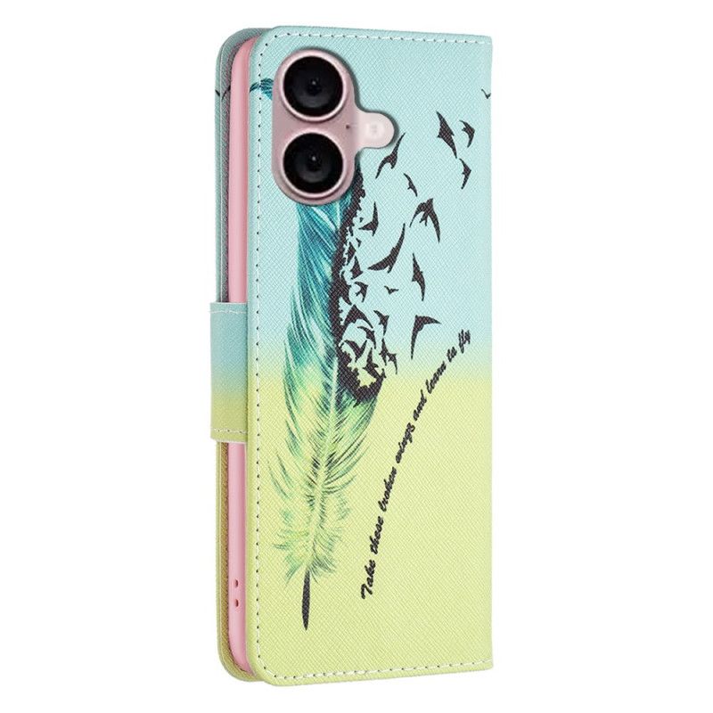 Etui Folio iPhone 16 Pióro I Ptaki