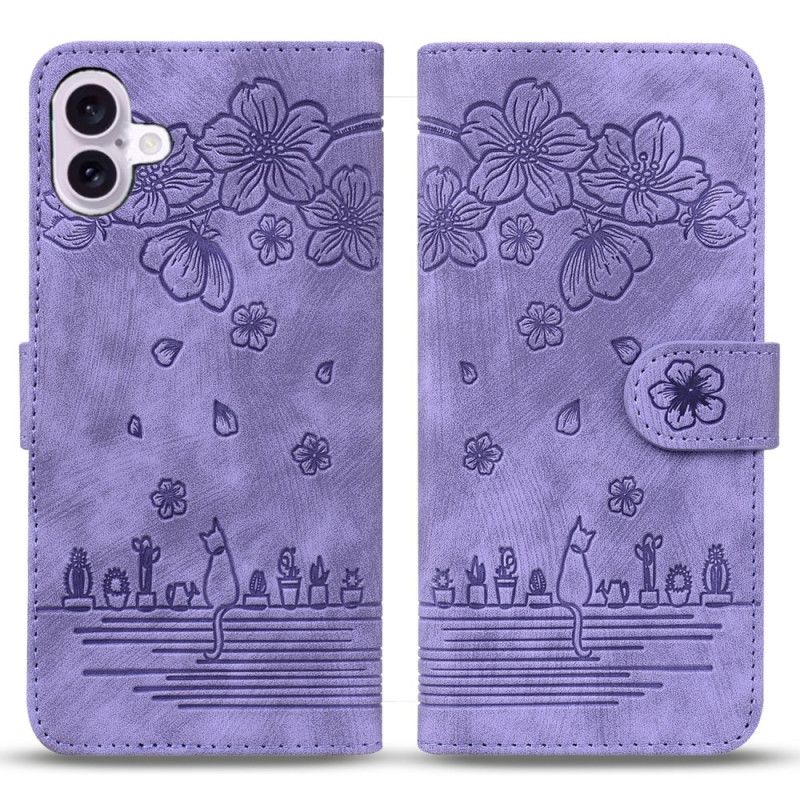 Etui Folio iPhone 16 Rysunek Kota Etui Ochronne