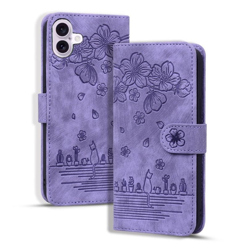 Etui Folio iPhone 16 Rysunek Kota Etui Ochronne