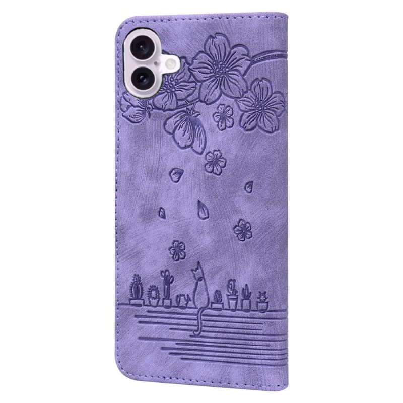 Etui Folio iPhone 16 Rysunek Kota Etui Ochronne