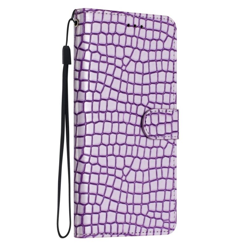 Etui Folio iPhone 16 Tekstura Krokodyla Z Paskiem