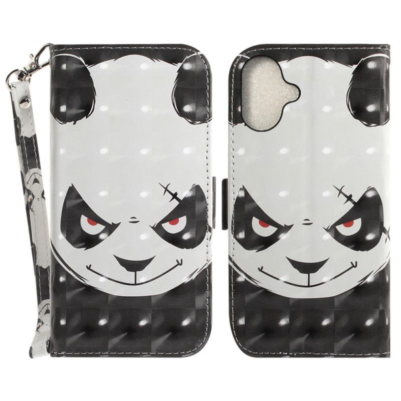 Etui Folio iPhone 16 Wściekła Panda Z Paskiem Etui Ochronne