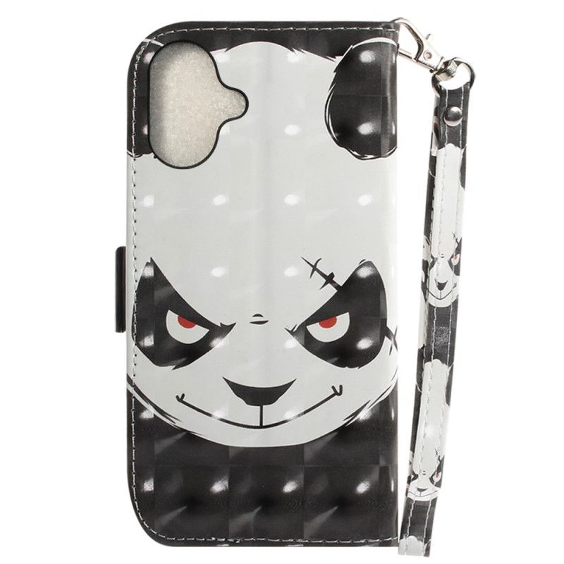 Etui Folio iPhone 16 Wściekła Panda Z Paskiem Etui Ochronne