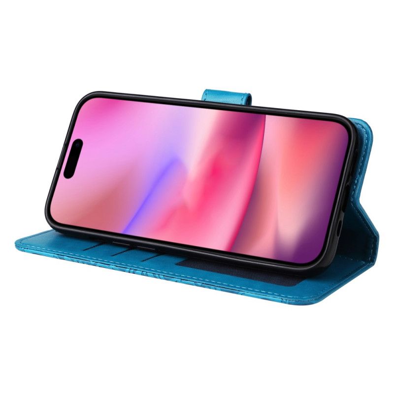 Etui Folio iPhone 16 Wzór Słonecznika Z Paskiem