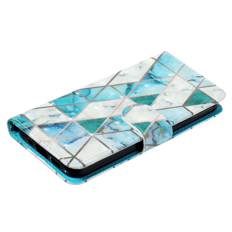 Etui Folio iPhone 16 Zielony I Niebieski Marmur Z Paskiem