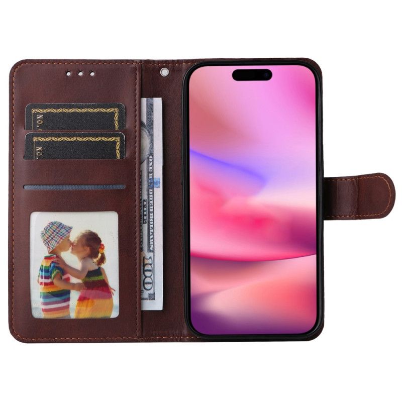 Etui Folio iPhone 16 Zwykły Skórzany Model Z Paskiem Etui Ochronne