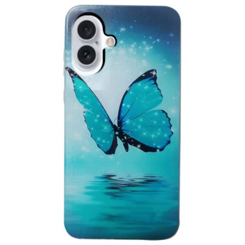 Etui iPhone 16 Niebieski Motyl