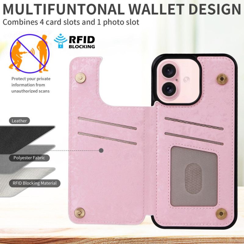 Futerały iPhone 16 Etui Na Telefon Kwiatowe Etui Na Karty Rfid