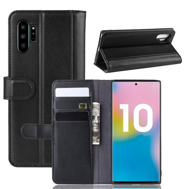 Etui Folio Samsung Galaxy Note 10 Plus Brązowy Czarny Dwoina Skóry Etui Ochronne