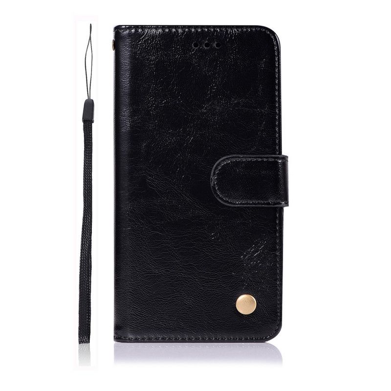 Etui Folio Samsung Galaxy Note 10 Plus Czarny Efekt Skóry W Stylu Vintage Z Paskiem