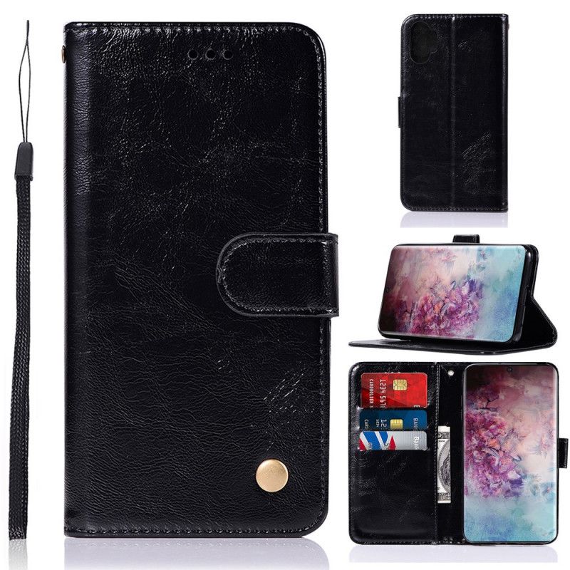 Etui Folio Samsung Galaxy Note 10 Plus Czarny Efekt Skóry W Stylu Vintage Z Paskiem