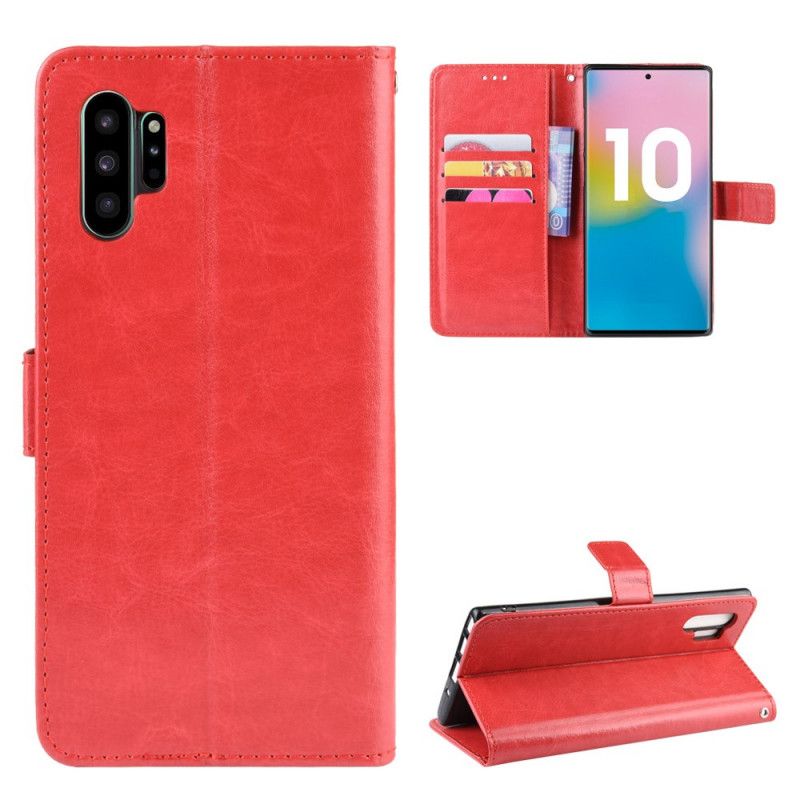 Etui Folio Samsung Galaxy Note 10 Plus Czerwony Czarny Efektowna Sztuczna Skóra Etui Ochronne