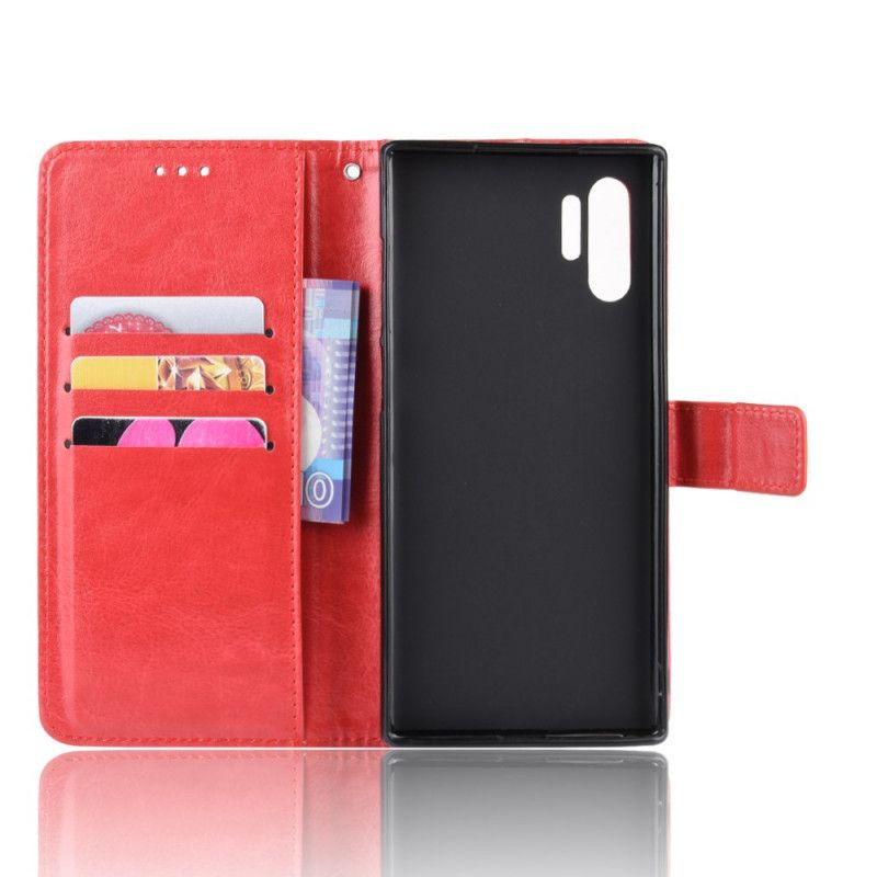 Etui Folio Samsung Galaxy Note 10 Plus Czerwony Czarny Efektowna Sztuczna Skóra Etui Ochronne