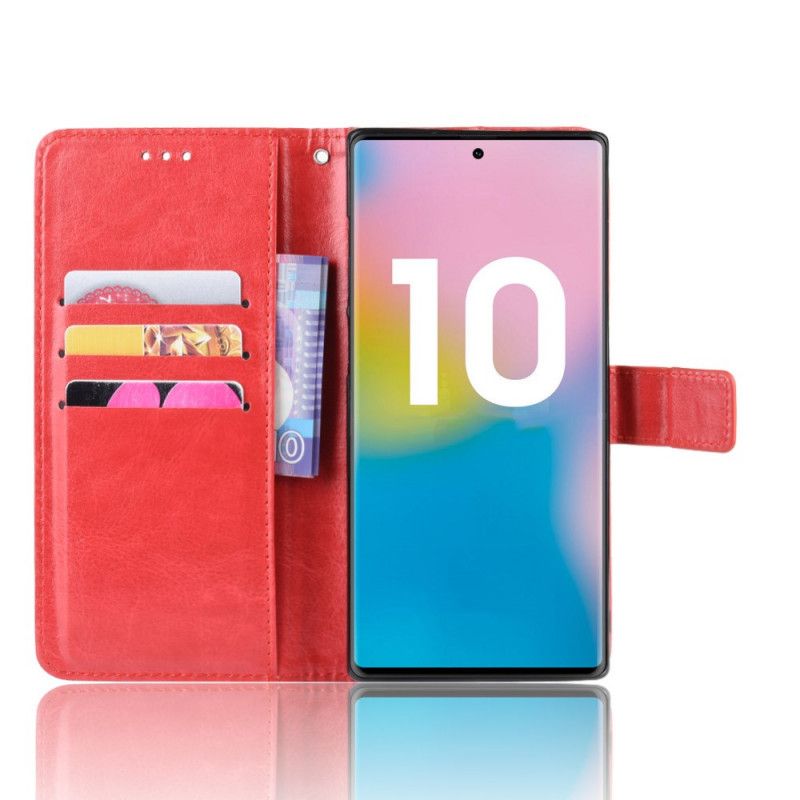 Etui Folio Samsung Galaxy Note 10 Plus Czerwony Czarny Efektowna Sztuczna Skóra Etui Ochronne