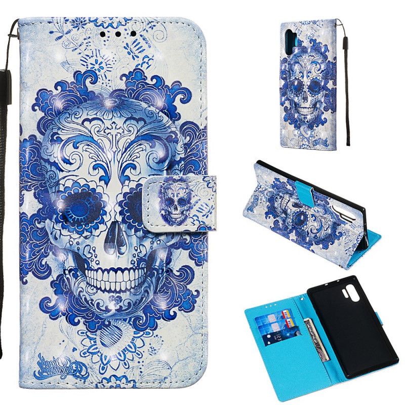 Etui Folio Samsung Galaxy Note 10 Plus Niebieska Czaszka Etui Ochronne