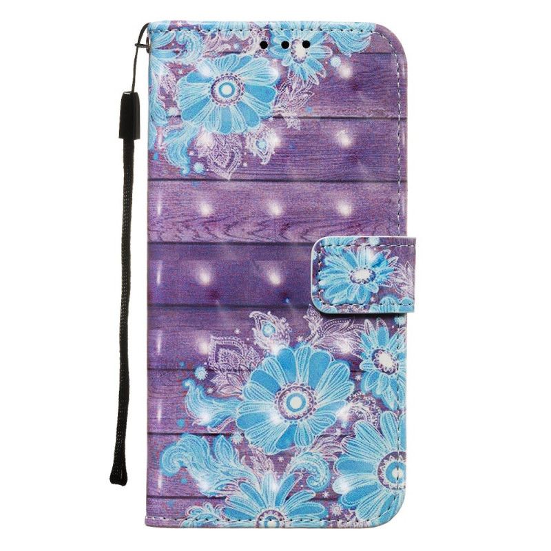 Etui Folio Samsung Galaxy Note 10 Plus Niebieskie Kwiaty Z Paskiem