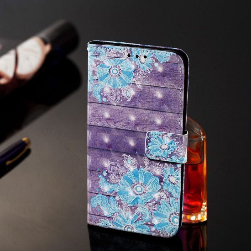 Etui Folio Samsung Galaxy Note 10 Plus Niebieskie Kwiaty Z Paskiem