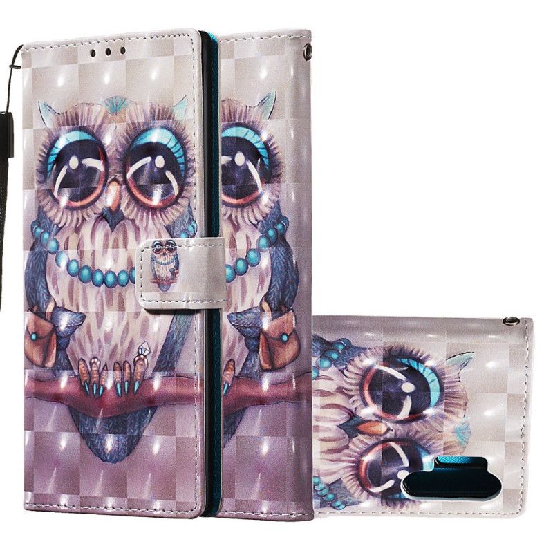 Etui Folio Samsung Galaxy Note 10 Plus Panna Sowa Ze Stringami