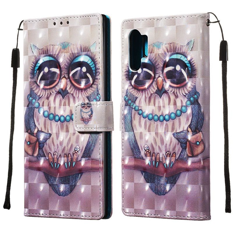 Etui Folio Samsung Galaxy Note 10 Plus Panna Sowa Ze Stringami