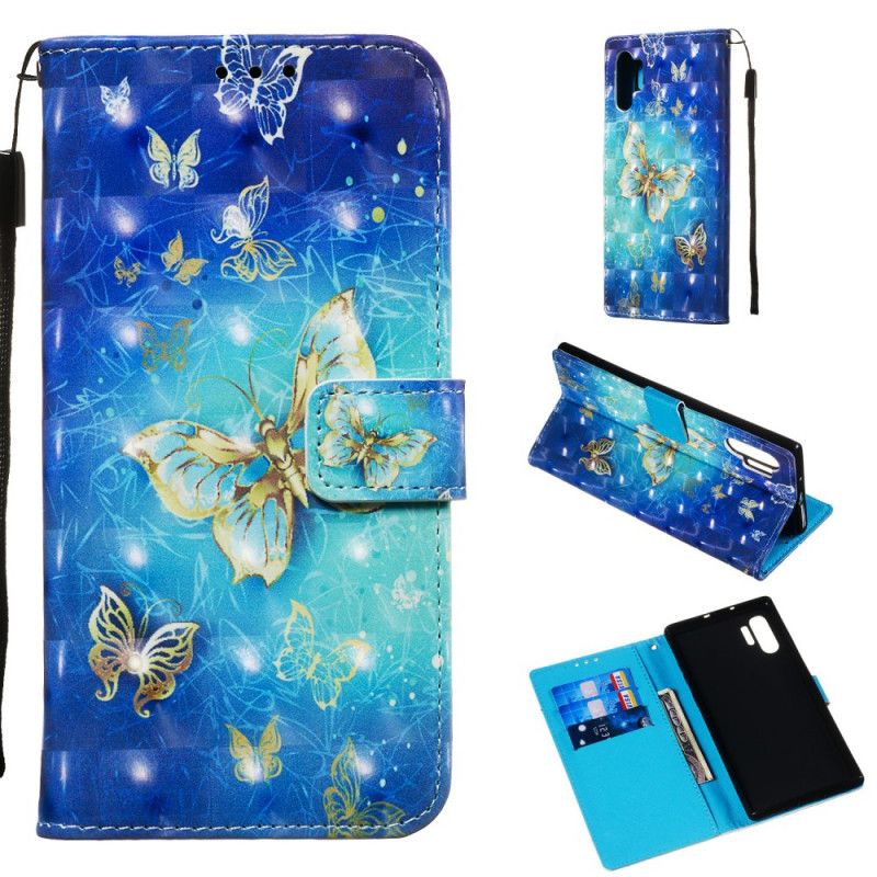 Etui Folio Samsung Galaxy Note 10 Plus Złote Motyle Stringi Etui Ochronne