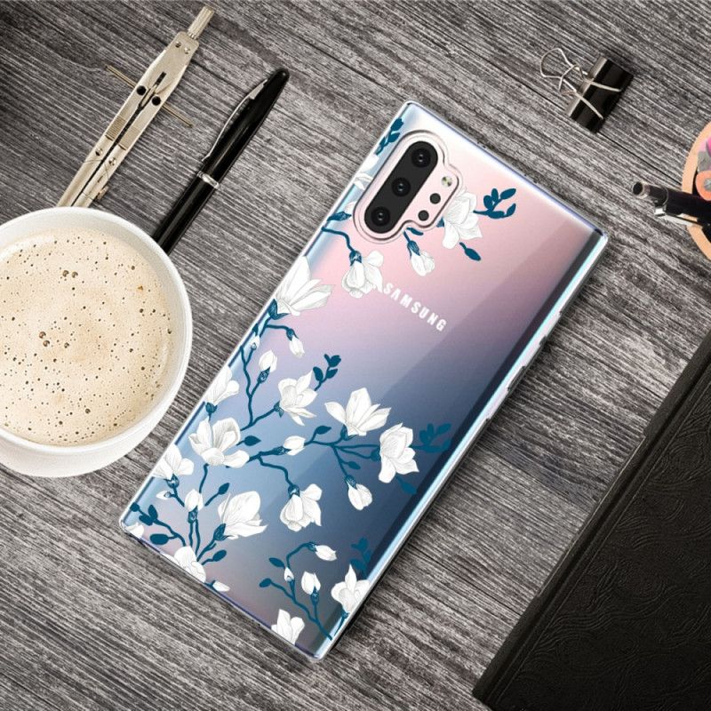 Etui Samsung Galaxy Note 10 Plus Białe Kwiaty