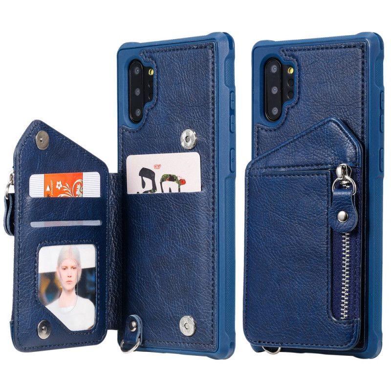 Etui Samsung Galaxy Note 10 Plus Ciemnoniebieski Portfel Na Zamek Etui Ochronne