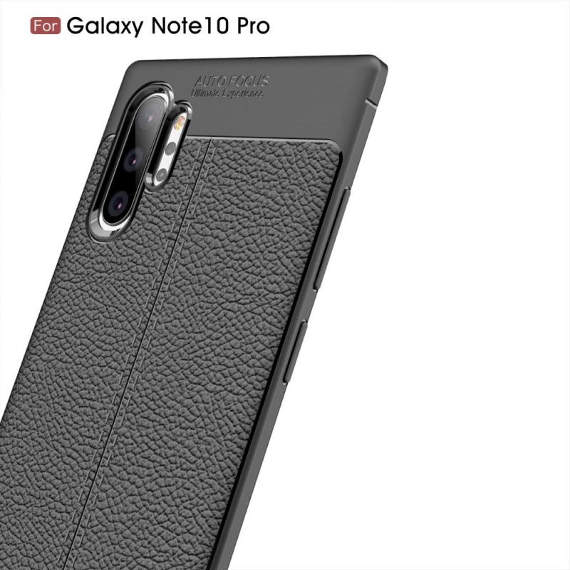 Etui Samsung Galaxy Note 10 Plus Czerwony Czarny Efekt Skóry Z Podwójną Linią Liczi Etui Ochronne