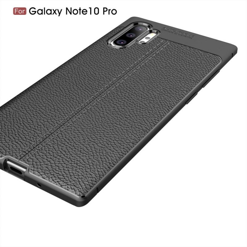 Etui Samsung Galaxy Note 10 Plus Czerwony Czarny Efekt Skóry Z Podwójną Linią Liczi Etui Ochronne