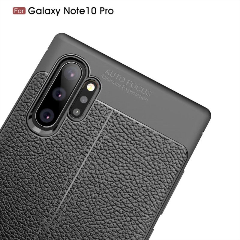 Etui Samsung Galaxy Note 10 Plus Czerwony Czarny Efekt Skóry Z Podwójną Linią Liczi Etui Ochronne