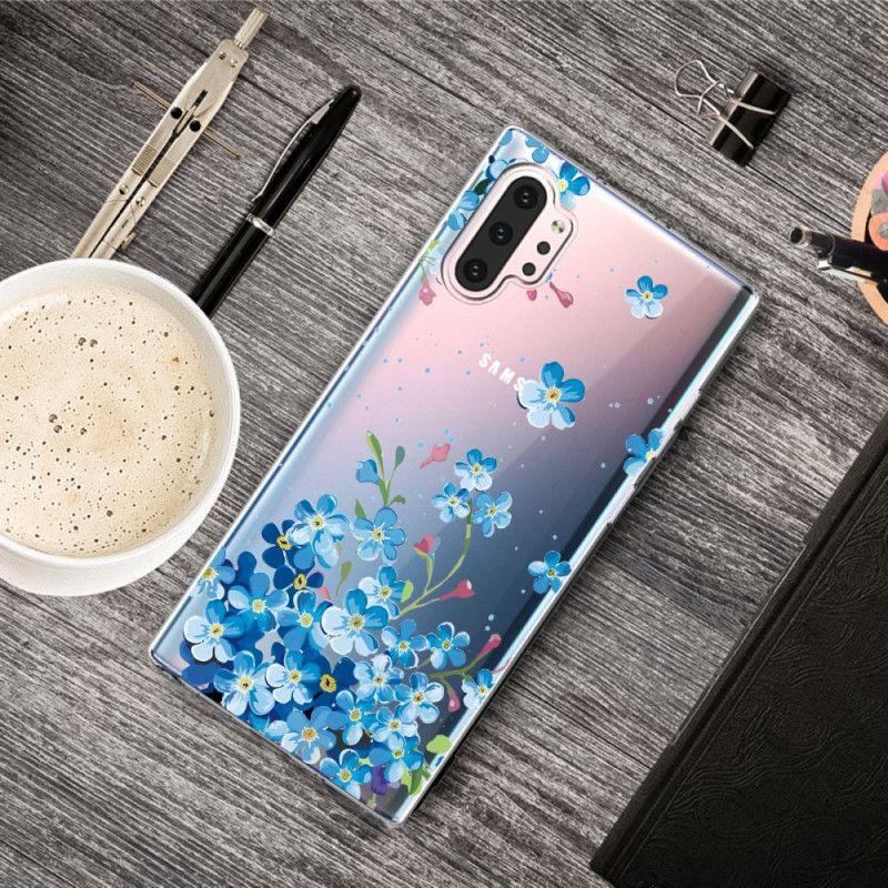 Etui Samsung Galaxy Note 10 Plus Niebieskie Kwiaty Etui Ochronne