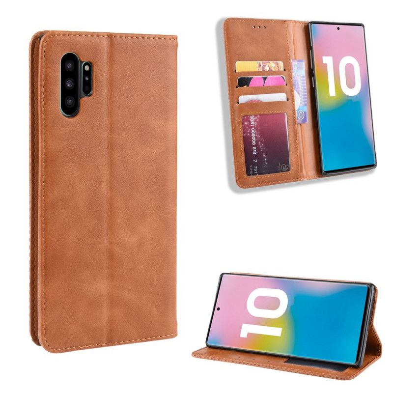 Flip Kotelot Samsung Galaxy Note 10 Plus Czerwony Czarny Stylizowany Efekt Skóry W Stylu Vintage Etui Ochronne