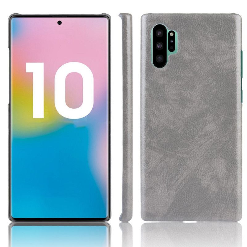 Futerały Samsung Galaxy Note 10 Plus Czarny Klasyczny Efekt Skóry Liczi