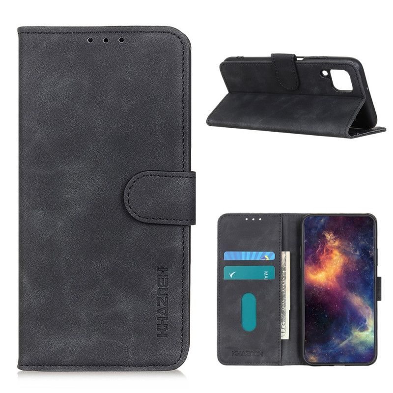 Etui Folio Samsung Galaxy A12 Czerwony Czarny Efekt Skóry Khazneh W Stylu Vintage