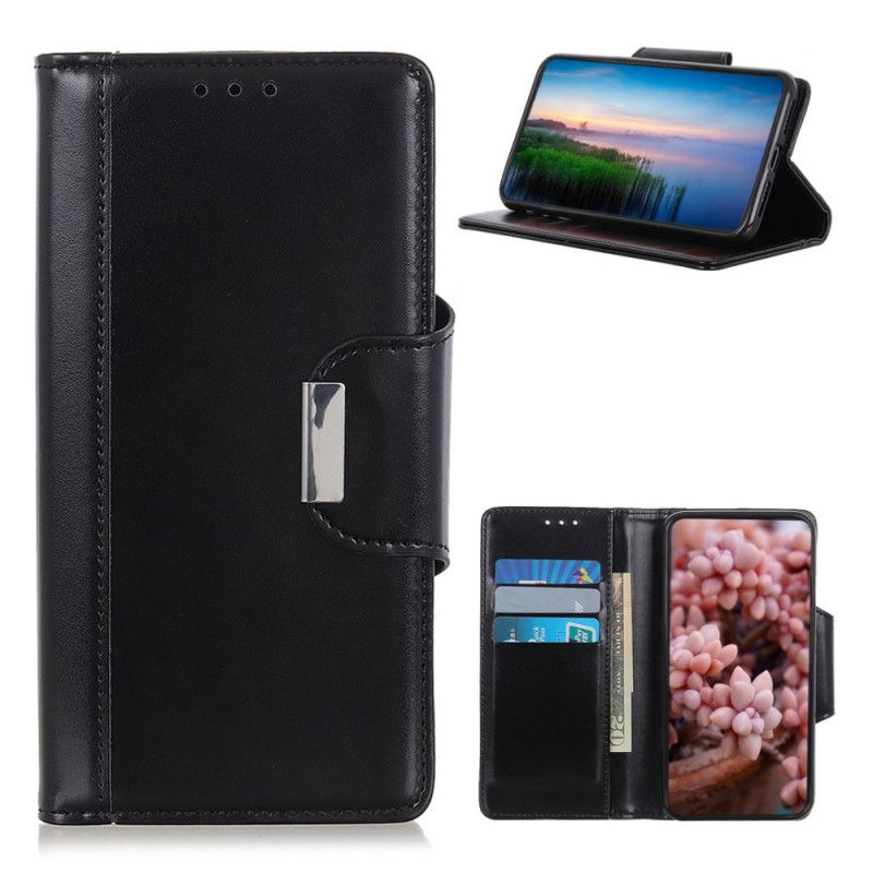 Etui Folio Samsung Galaxy A12 Czerwony Czarny Zapięcie Eleganckie Ze Sztucznej Skóry Etui Ochronne