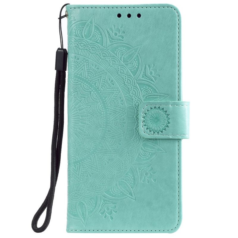 Etui Folio Samsung Galaxy A12 Czerwony Szary Mandala Słońca Etui Ochronne