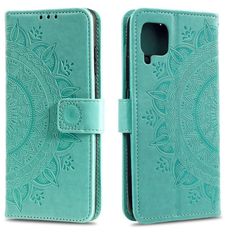 Etui Folio Samsung Galaxy A12 Czerwony Szary Mandala Słońca Etui Ochronne