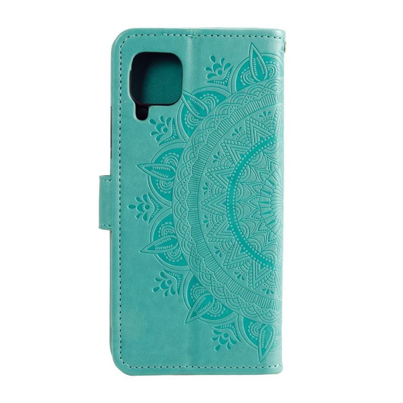 Etui Folio Samsung Galaxy A12 Czerwony Szary Mandala Słońca Etui Ochronne