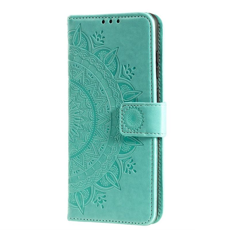 Etui Folio Samsung Galaxy A12 Czerwony Szary Mandala Słońca Etui Ochronne