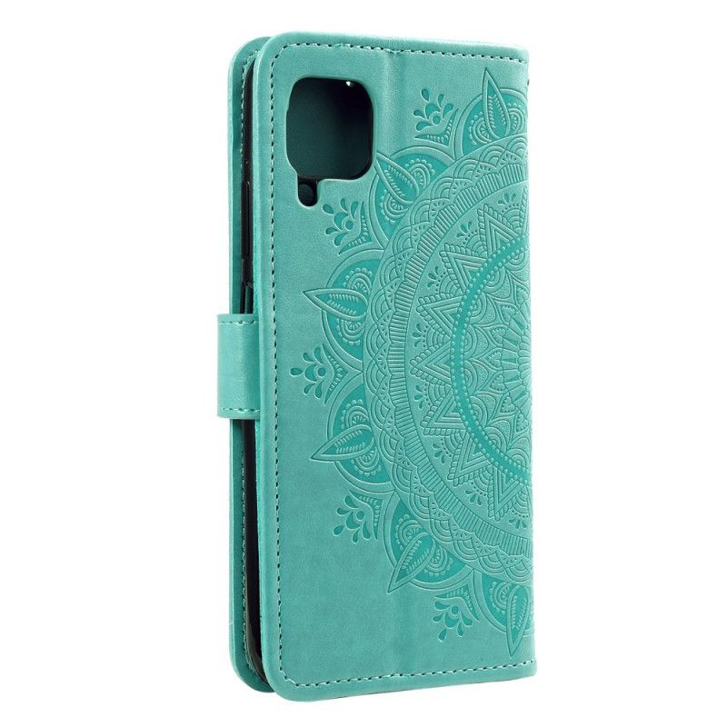 Etui Folio Samsung Galaxy A12 Czerwony Szary Mandala Słońca Etui Ochronne