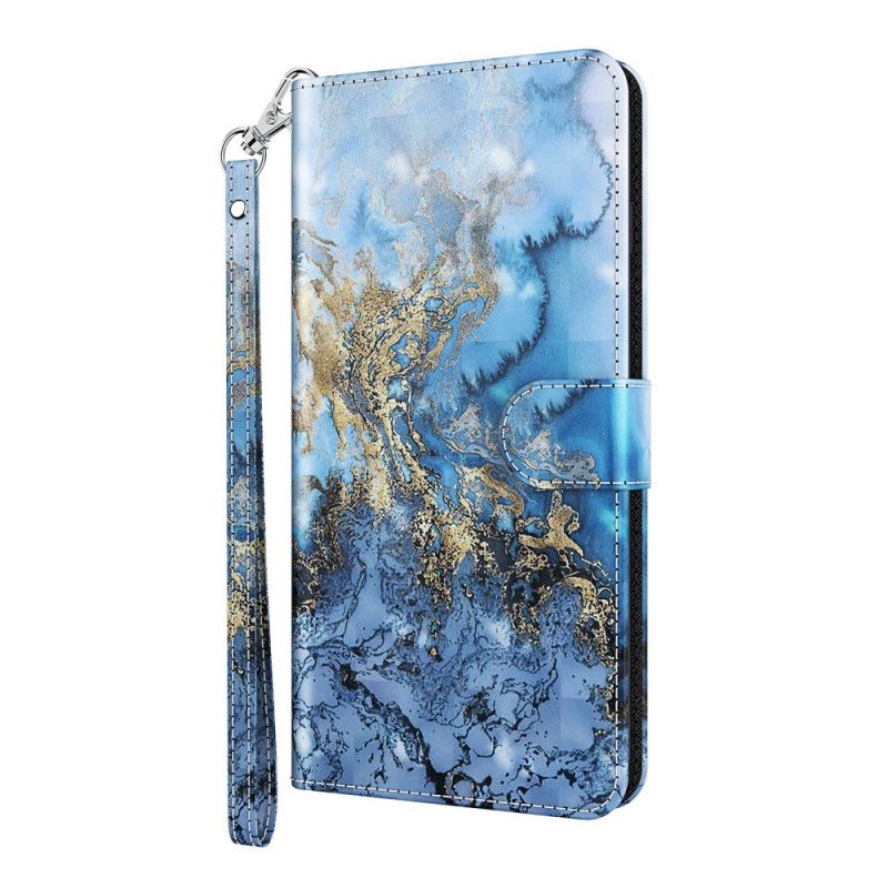 Etui Folio Samsung Galaxy A12 Designerski Marmurowy Punkt Świetlny Z Paskiem