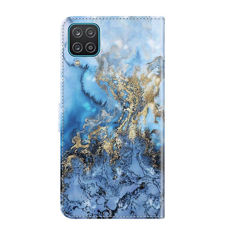 Etui Folio Samsung Galaxy A12 Designerski Marmurowy Punkt Świetlny Z Paskiem