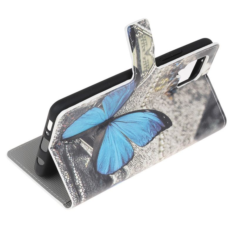 Etui Folio Samsung Galaxy A12 Fioletowy Szary Motyl Królewski