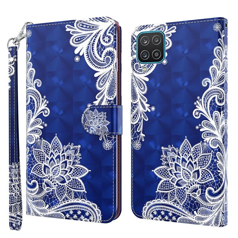 Etui Folio Samsung Galaxy A12 Koronka W Jasnych Punktach Ze Stringami Etui Ochronne