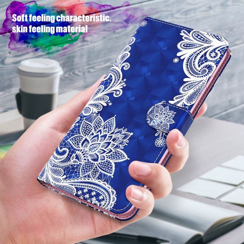 Etui Folio Samsung Galaxy A12 Koronka W Jasnych Punktach Ze Stringami Etui Ochronne