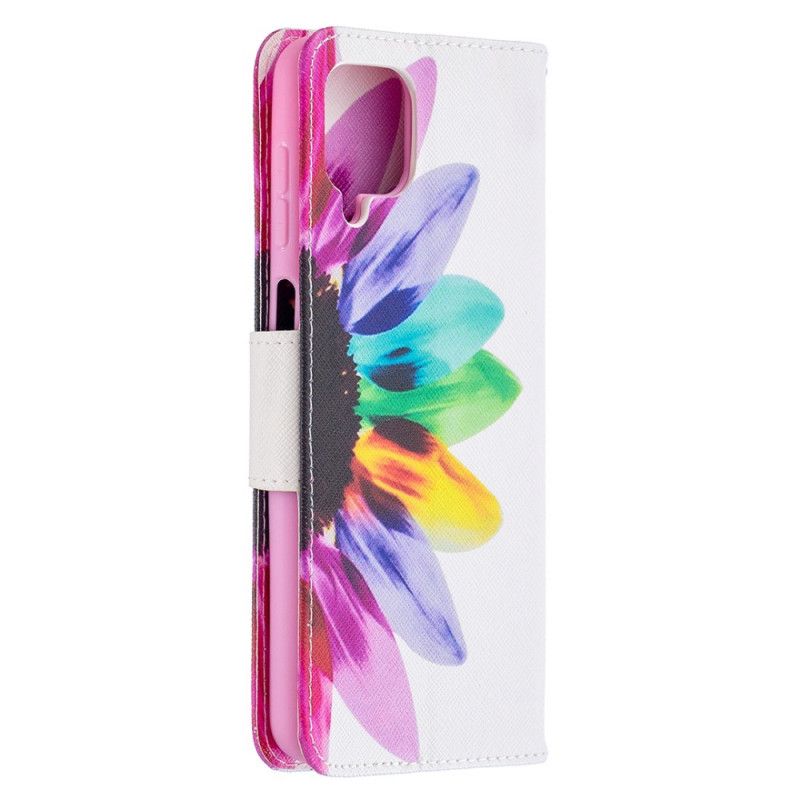 Etui Folio Samsung Galaxy A12 Kwiat Akwareli